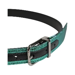 Men Green Lurex Polyester Metal Buckle Belt