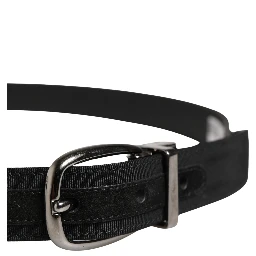 Men Black Viscose Silver Metal Buckle Belt