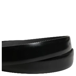 Men Black Leather Classic Metal Buckle Belt