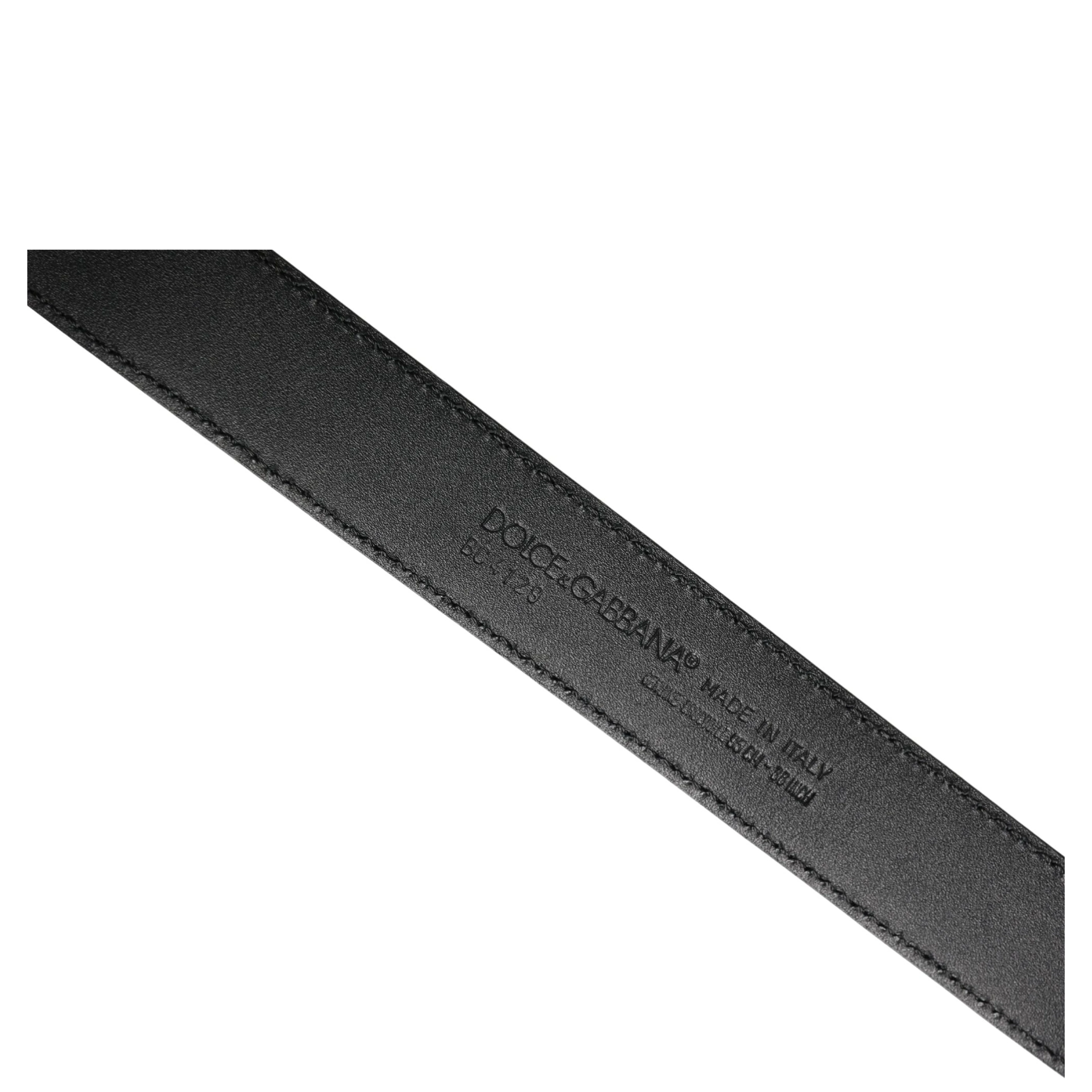 Men Black Exotic Leather Logo Buckle Belt