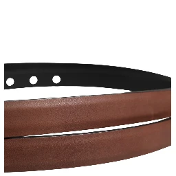 Men Brown Leather Classic Metal Buckle Belt