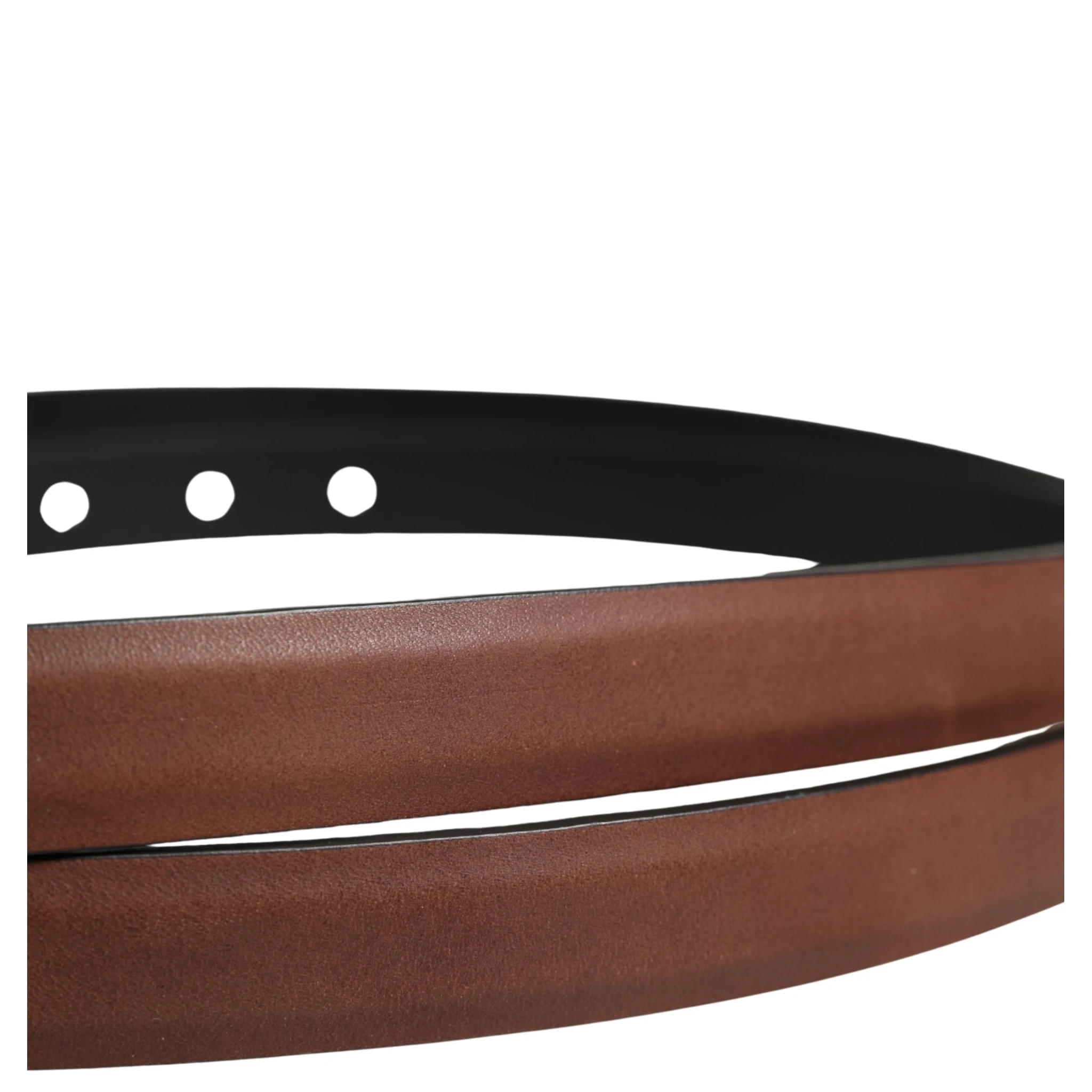 Men Brown Leather Classic Metal Buckle Belt