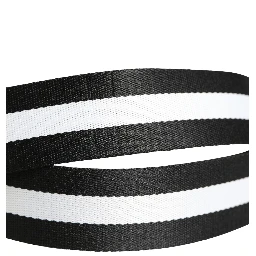 Men Black White Nylon Logo Metal Buckle Belt