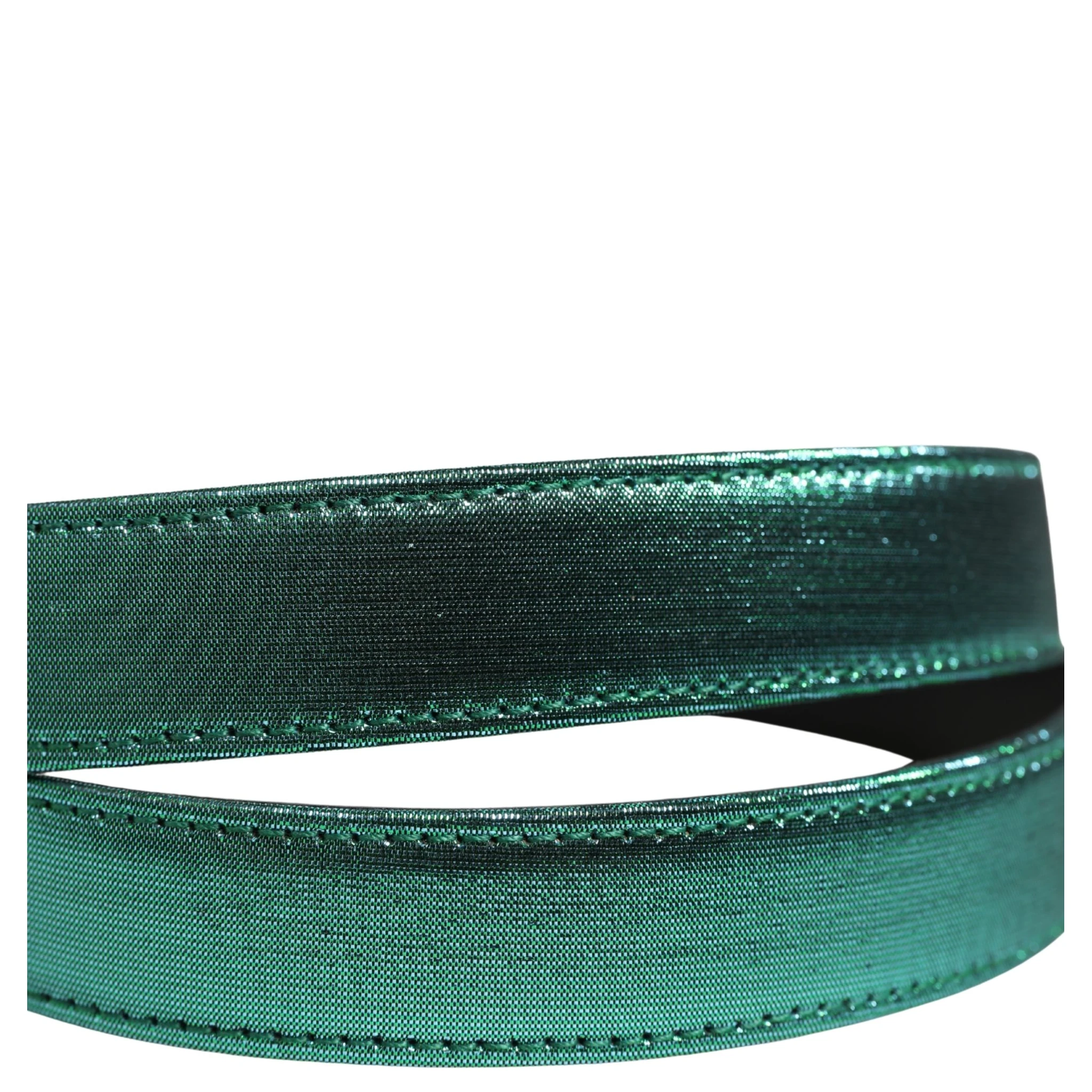 Men Green Lurex Polyester Metal Buckle Belt