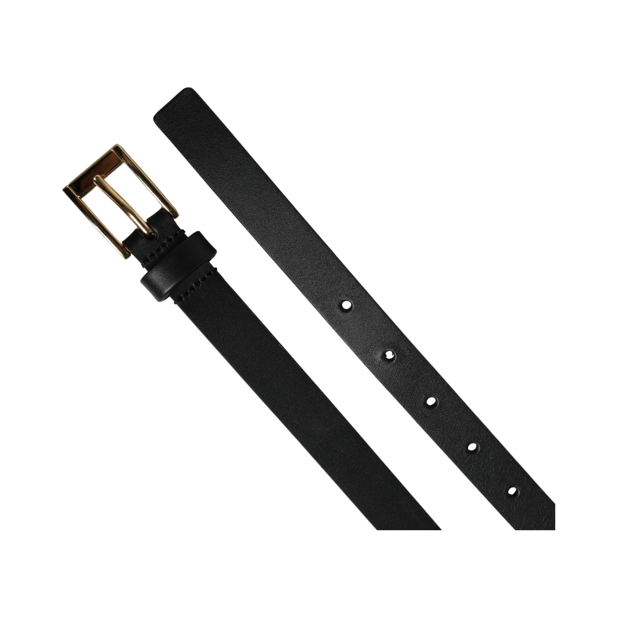 Men Black Leather Classic Metal Buckle Belt