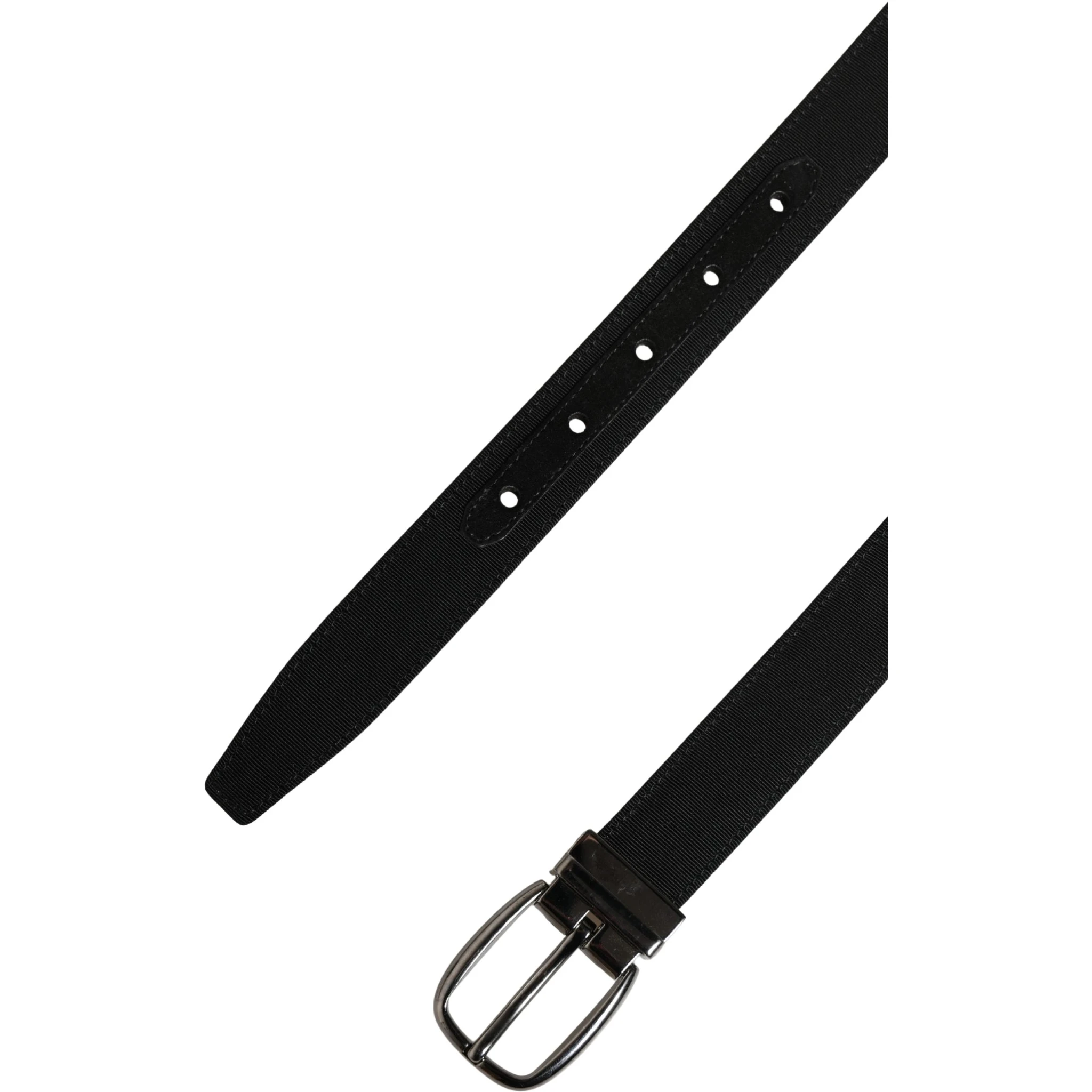 Men Black Viscose Silver Metal Buckle Belt