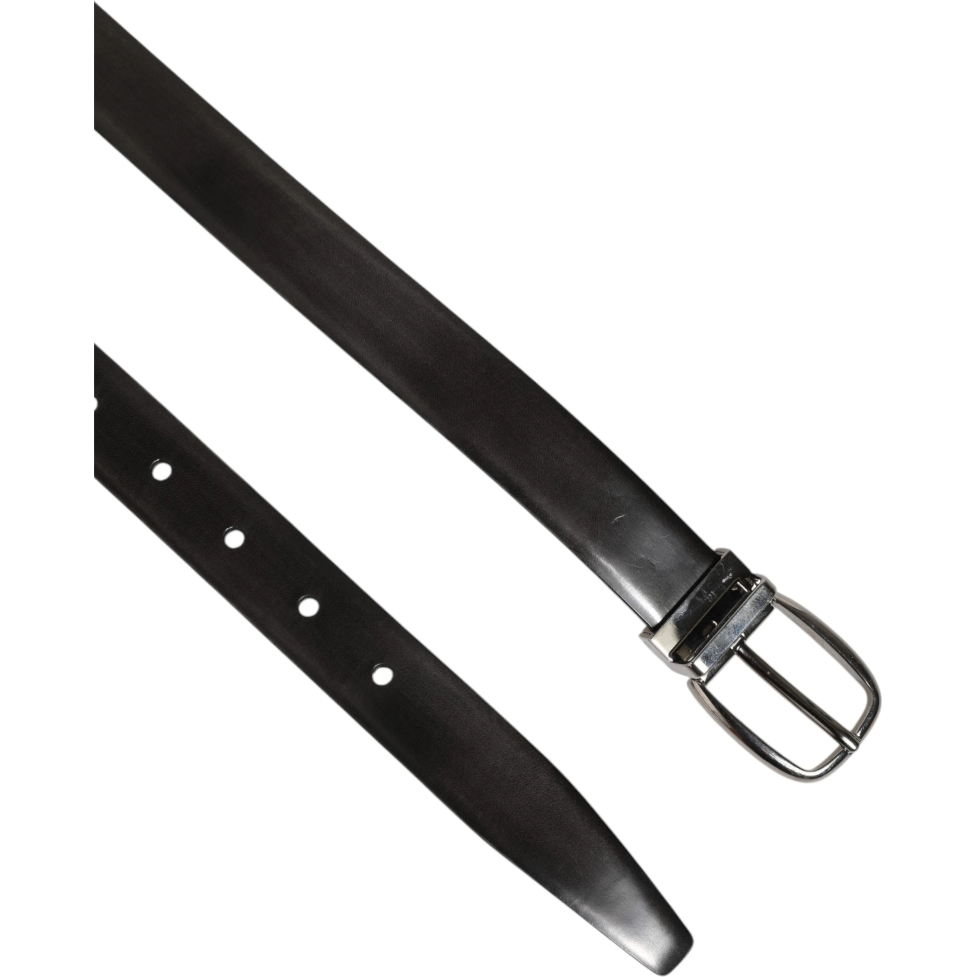 Men Black Leather Classic Metal Buckle Belt