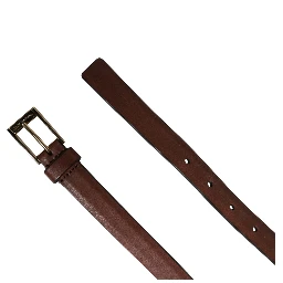 Men Brown Leather Classic Metal Buckle Belt