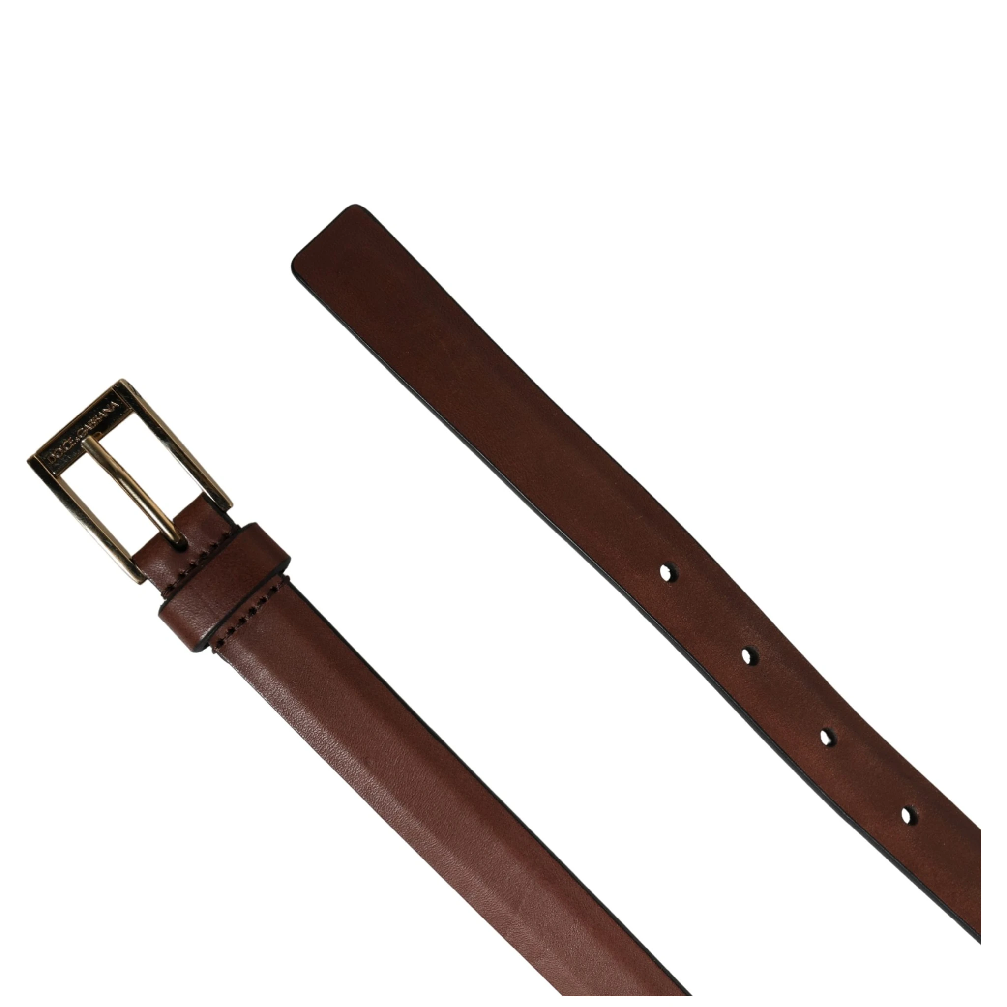 Men Brown Leather Classic Metal Buckle Belt