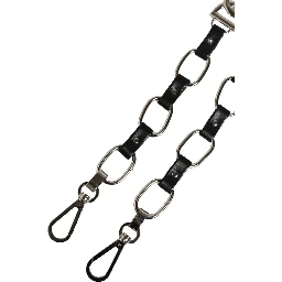 Black Leather Silver Chain Bag Accessory Shoulder Strap