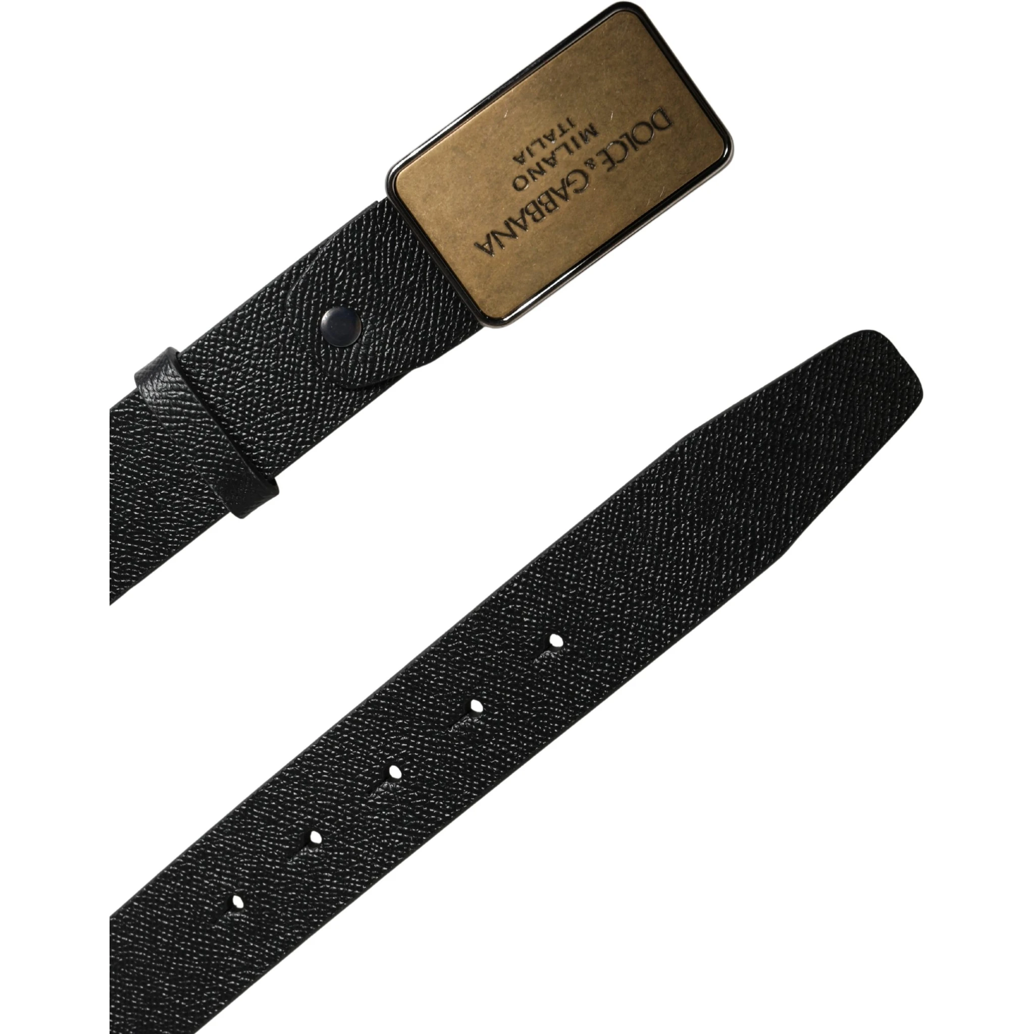 Black Classic Calf Leather Metal Buckle Belt