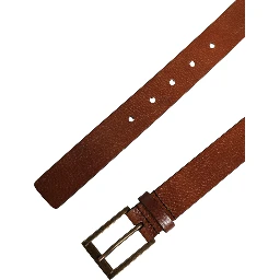 Men Brown Leather Classic Metal Buckle Belt