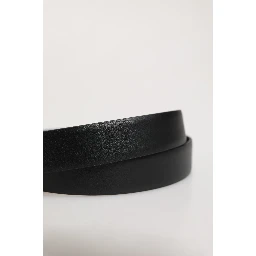 Men Black Classic Leather Metal Buckle Belt