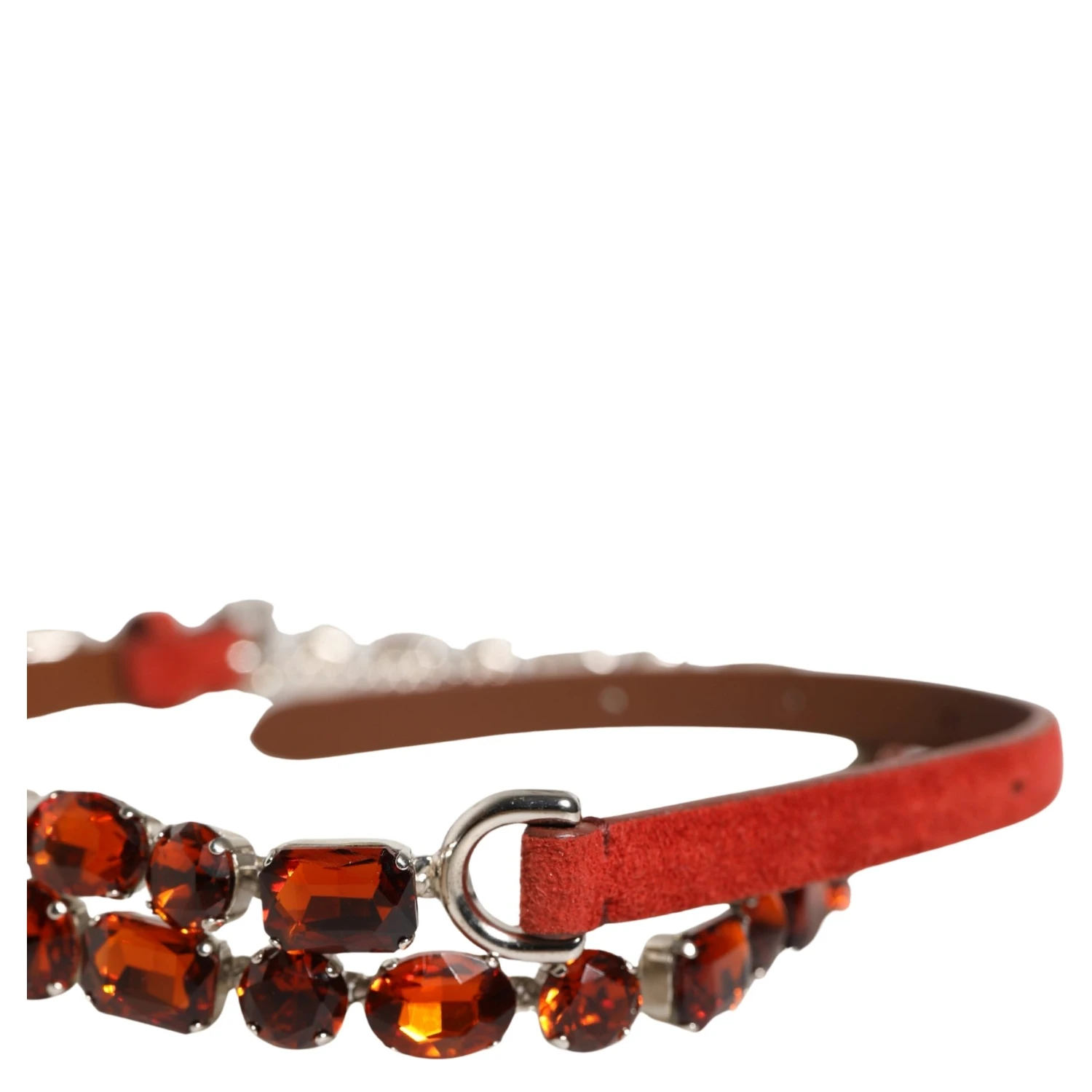 Red Velvet Crystals Chain Embellished Belt