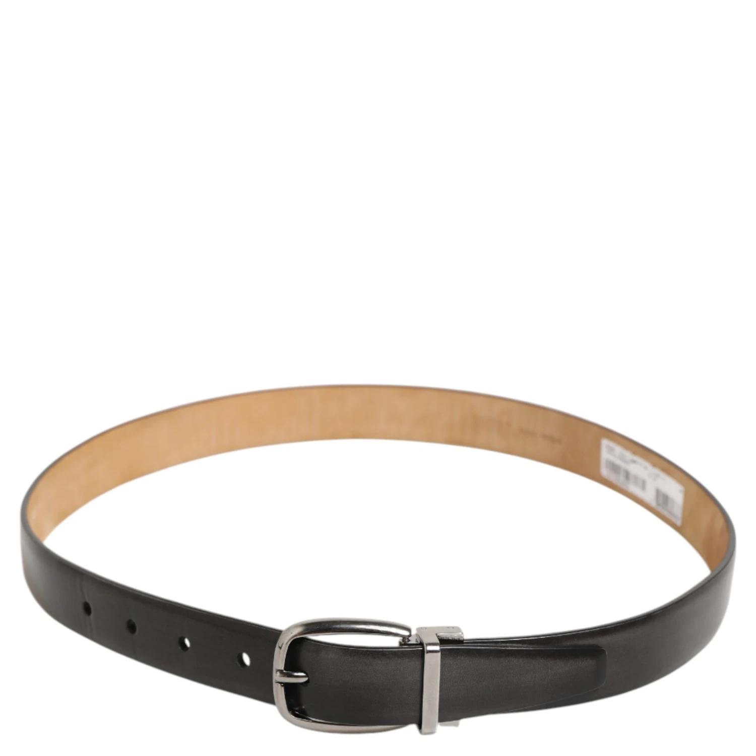 Men Black Leather Classic Metal Buckle Belt