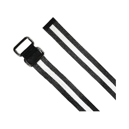 Men Black White Nylon Logo Metal Buckle Belt