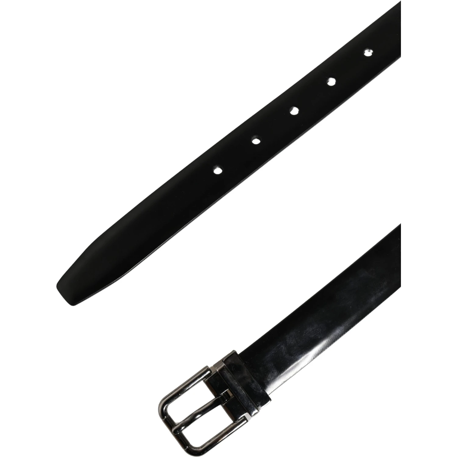 Men Black Leather Classic Metal Buckle Belt