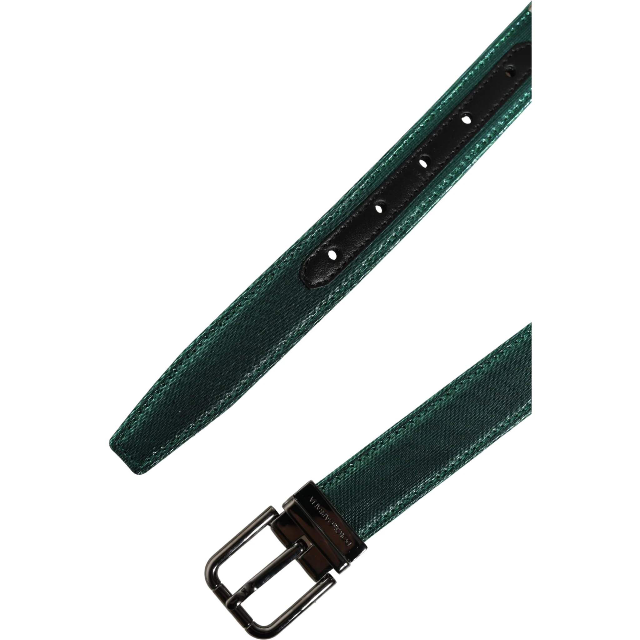 Men Green Lurex Polyester Metal Buckle Belt
