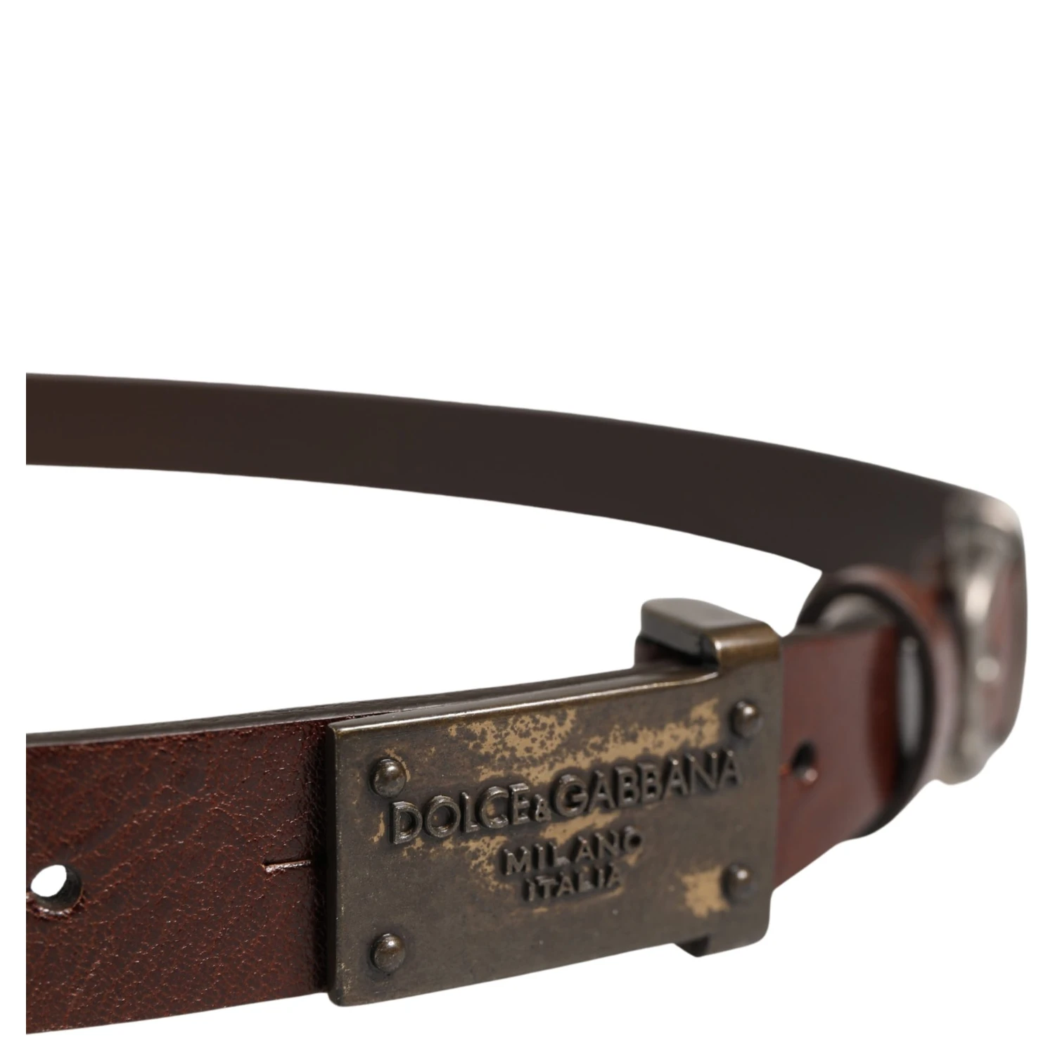 Men Brown Classic Leather Logo Buckle Belt