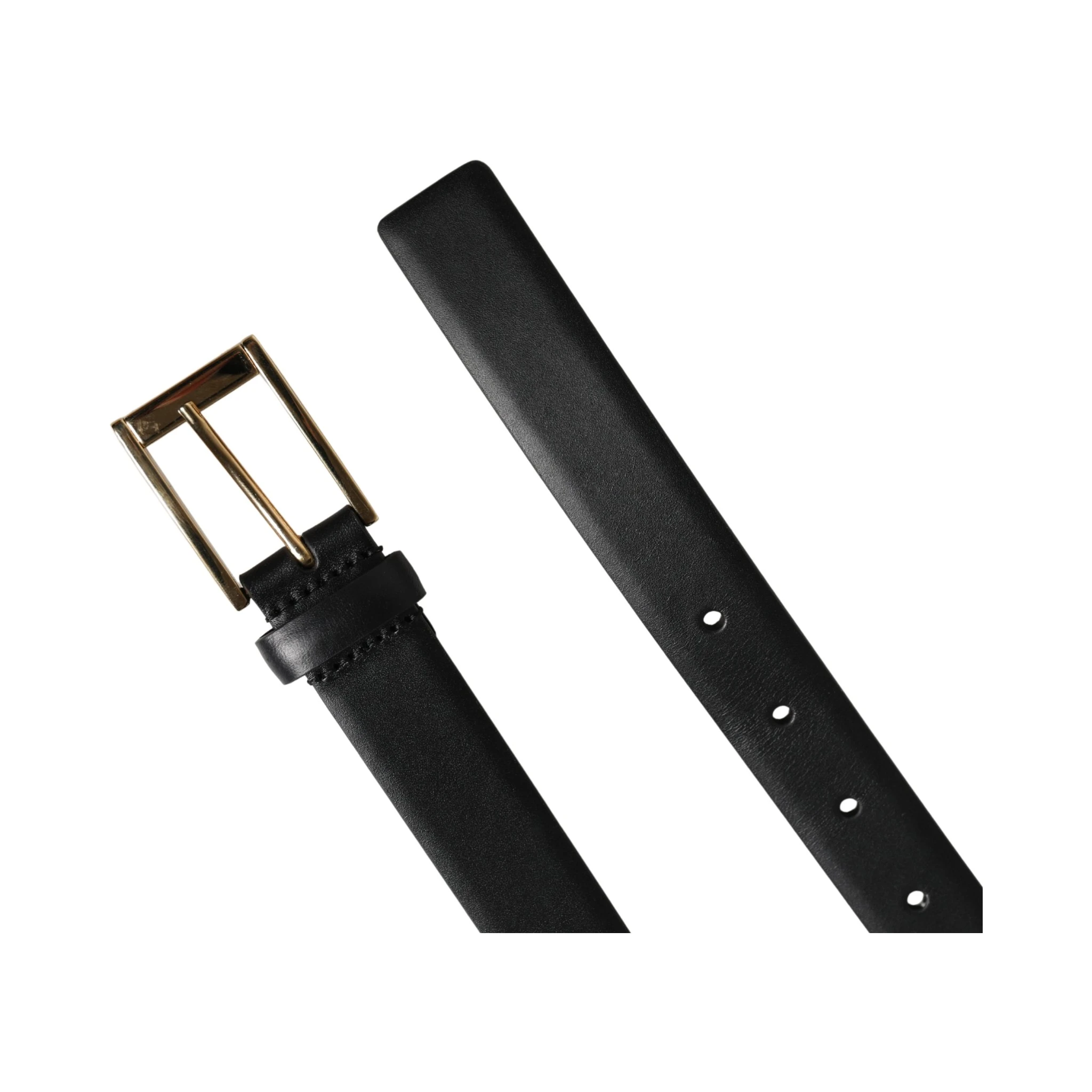 Men Black Classic Leather Metal Buckle Belt