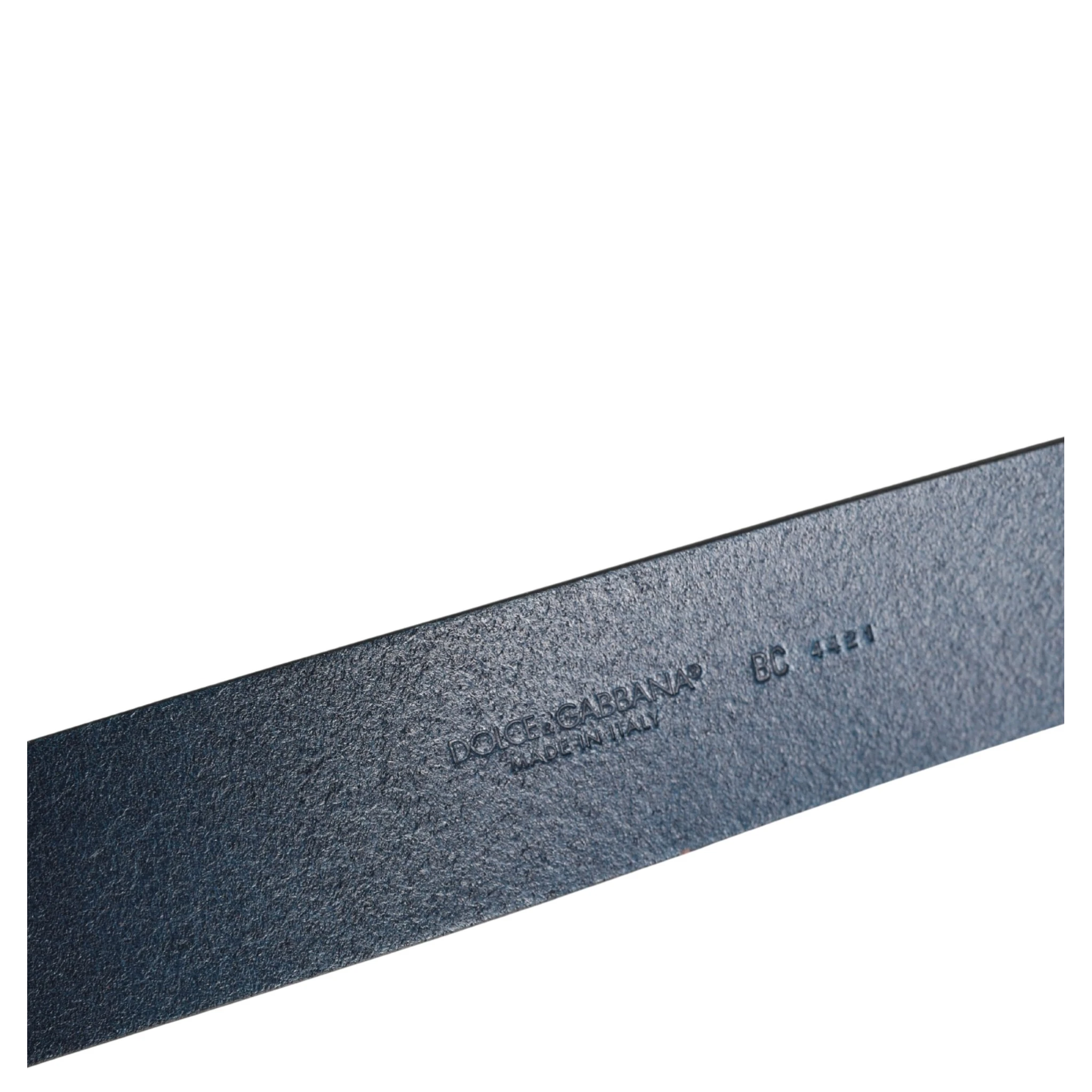 Men Blue Classic Leather Metal Buckle Belt