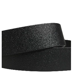 Men Black Leather DG Logo Metal Buckle Belt