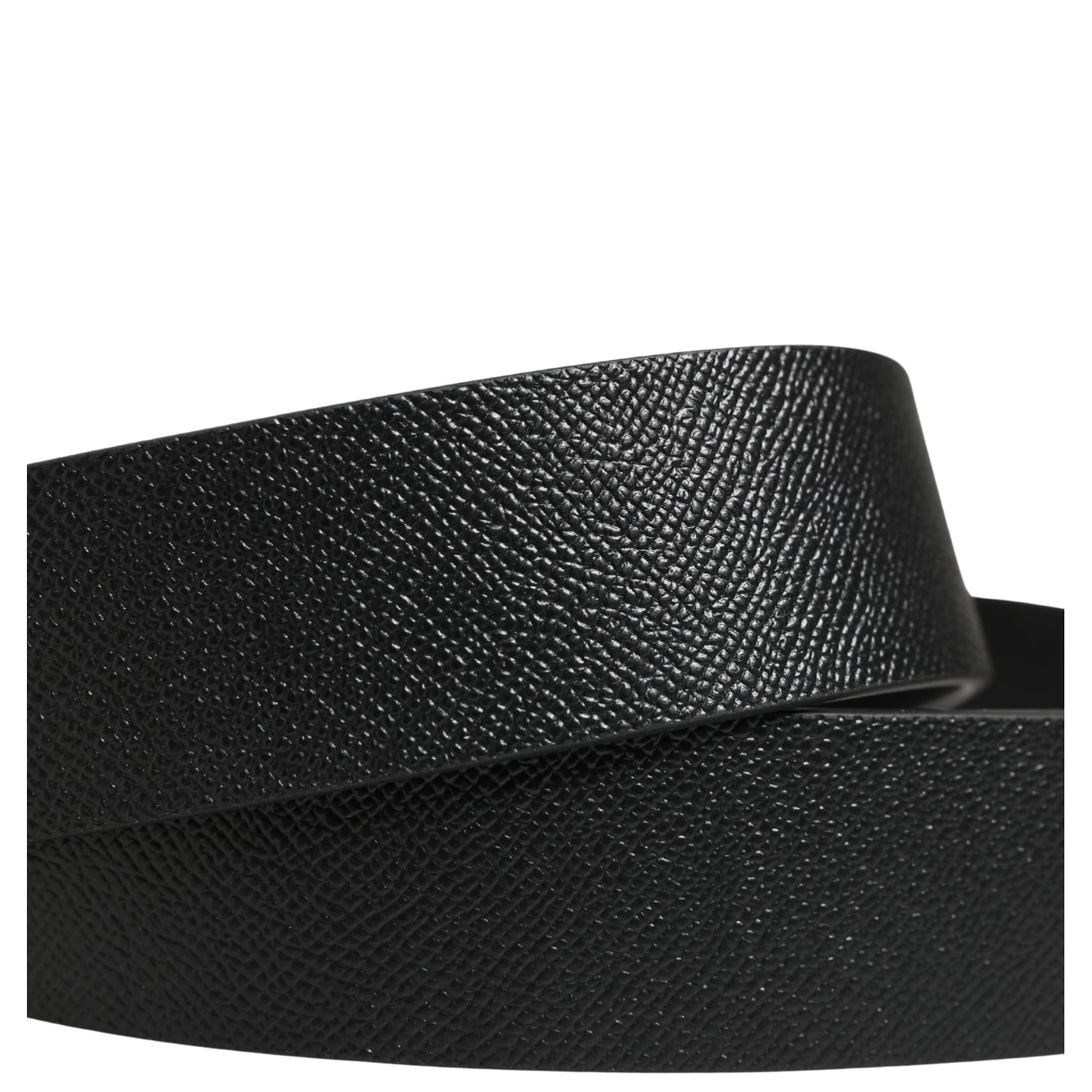 Men Black Leather DG Logo Metal Buckle Belt