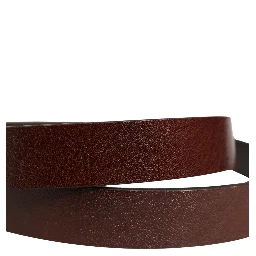Men Brown Classic Leather Logo Buckle Belt