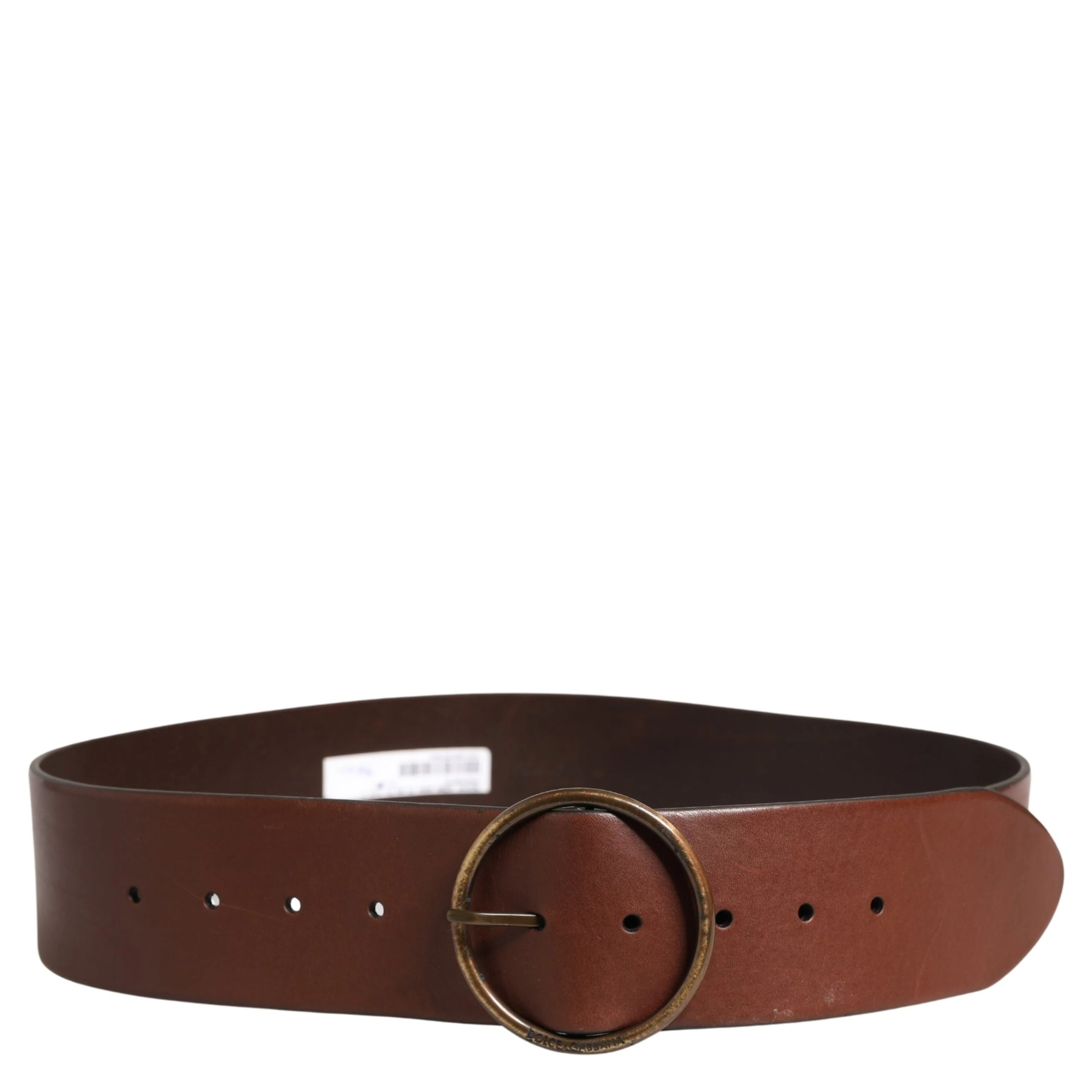 Brown Leather Wide Waist Metal Round Belt