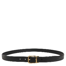 Men Black Classic Leather Metal Buckle Belt