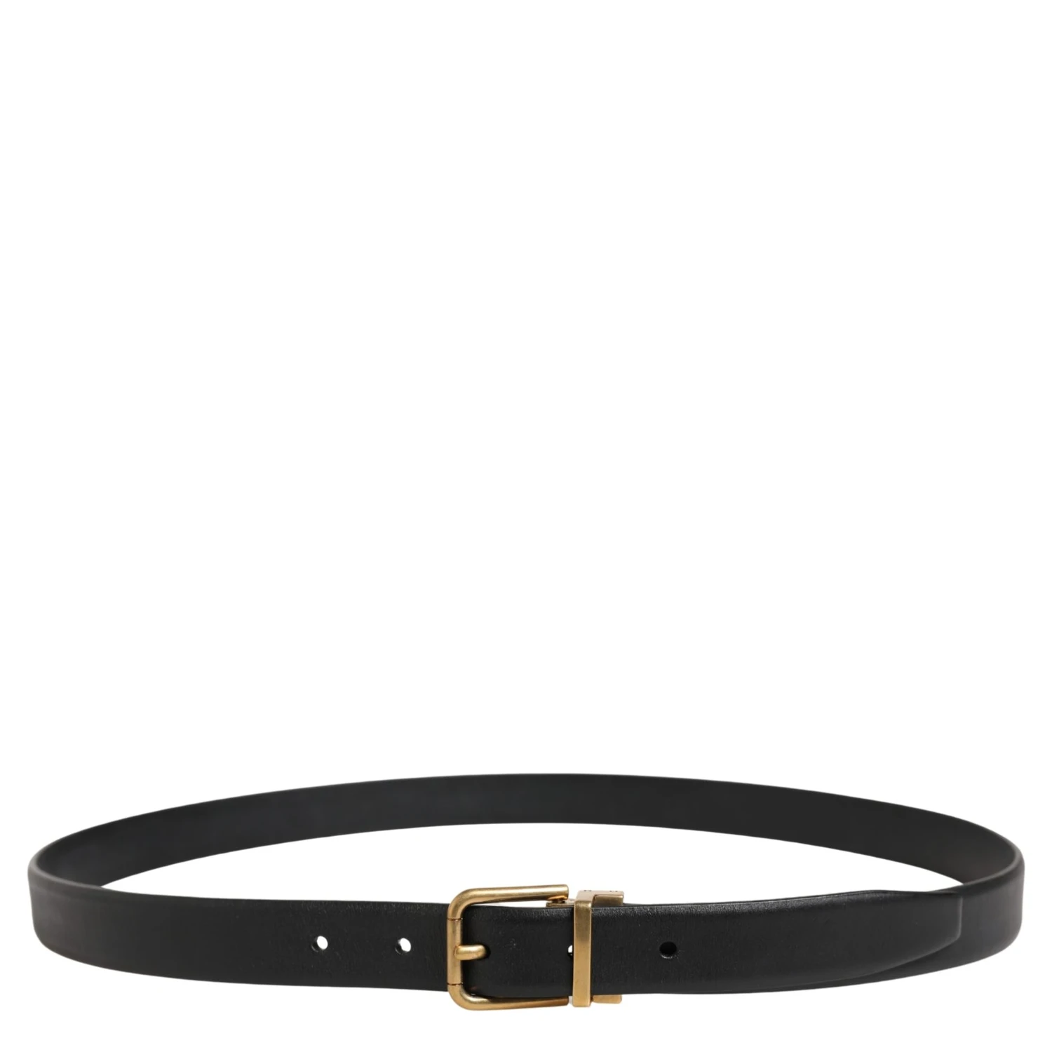 Men Black Classic Leather Metal Buckle Belt