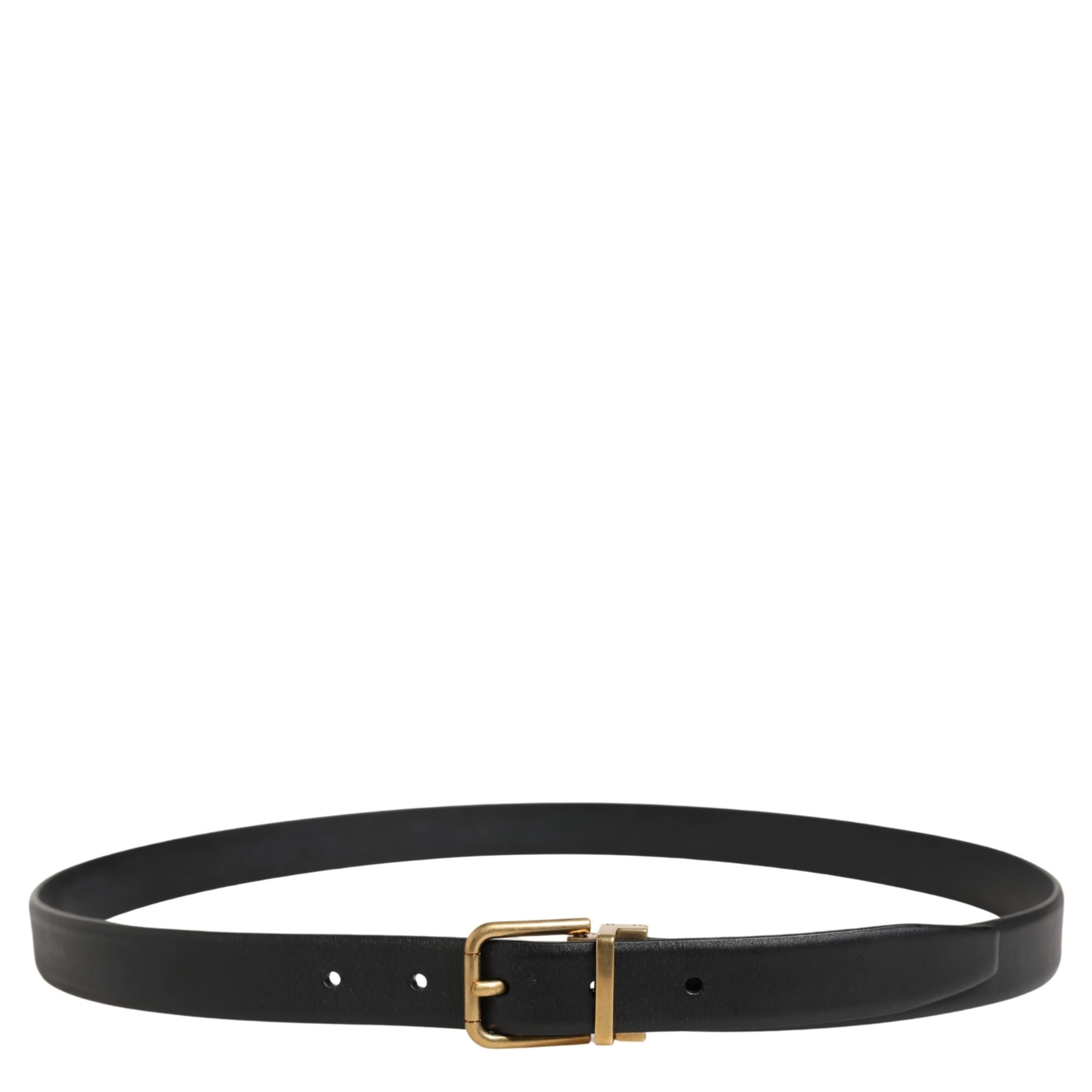 Men Black Classic Leather Metal Buckle Belt