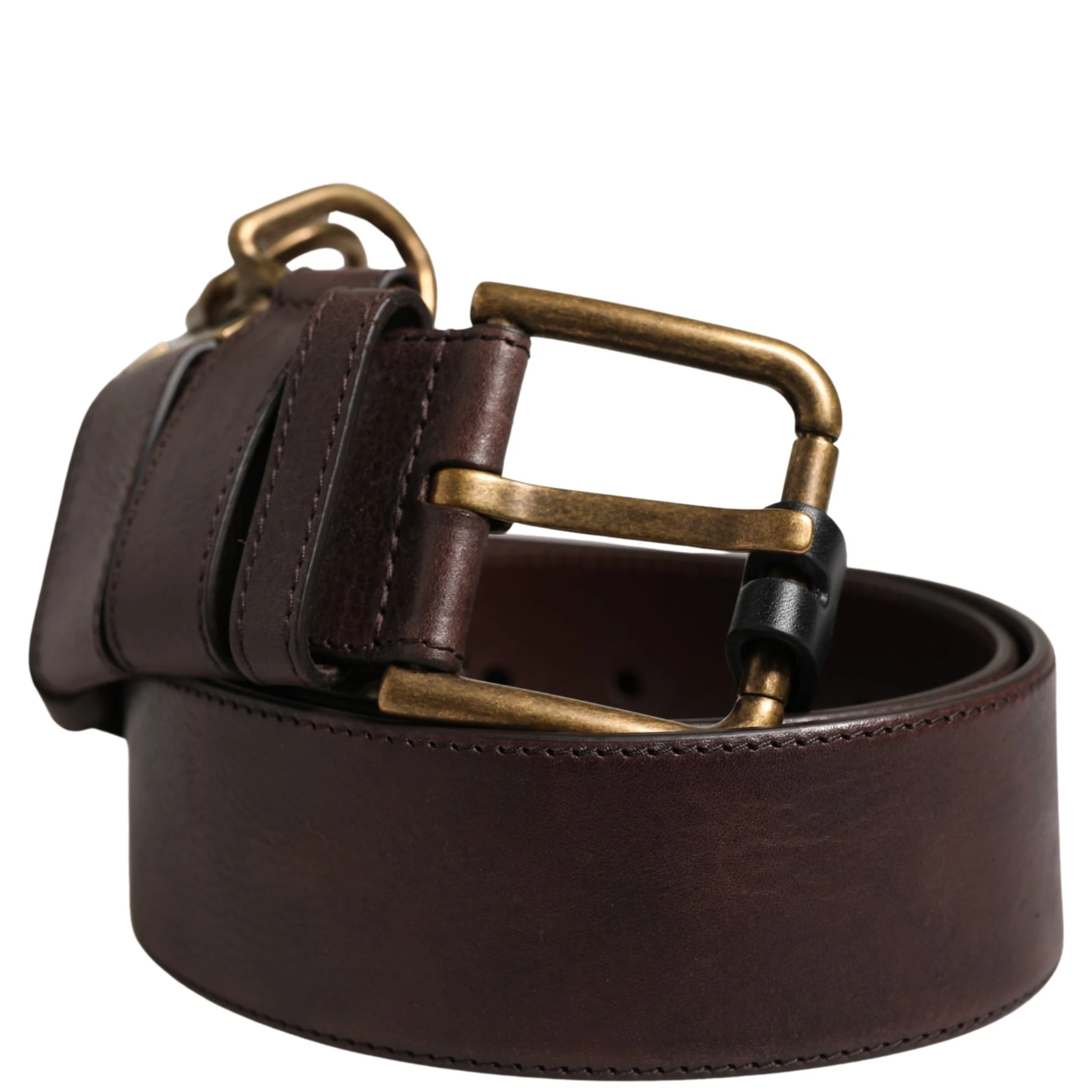 Men Brown Calfskin Leather Metal Buckle Belt