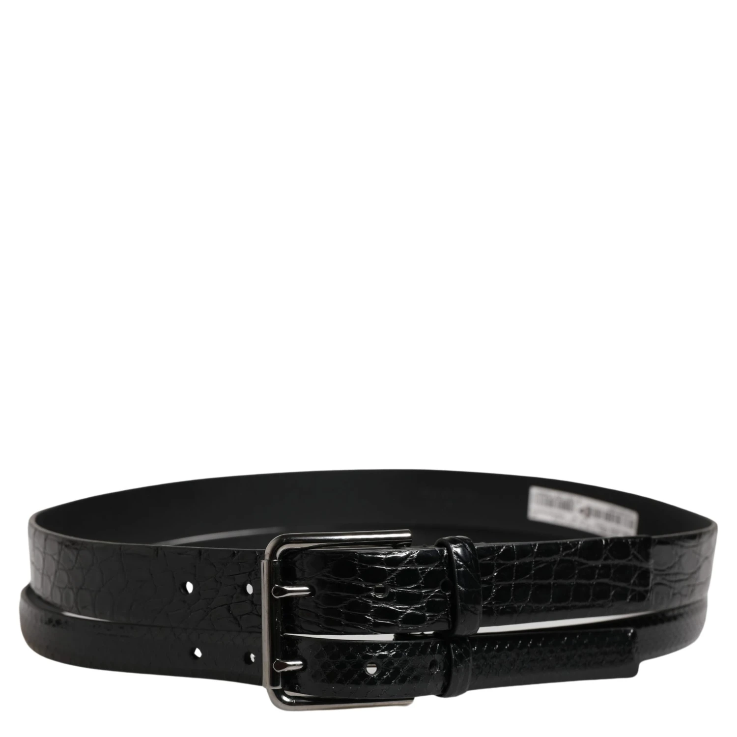 Men Black Exotic Leather Double Strap Belt