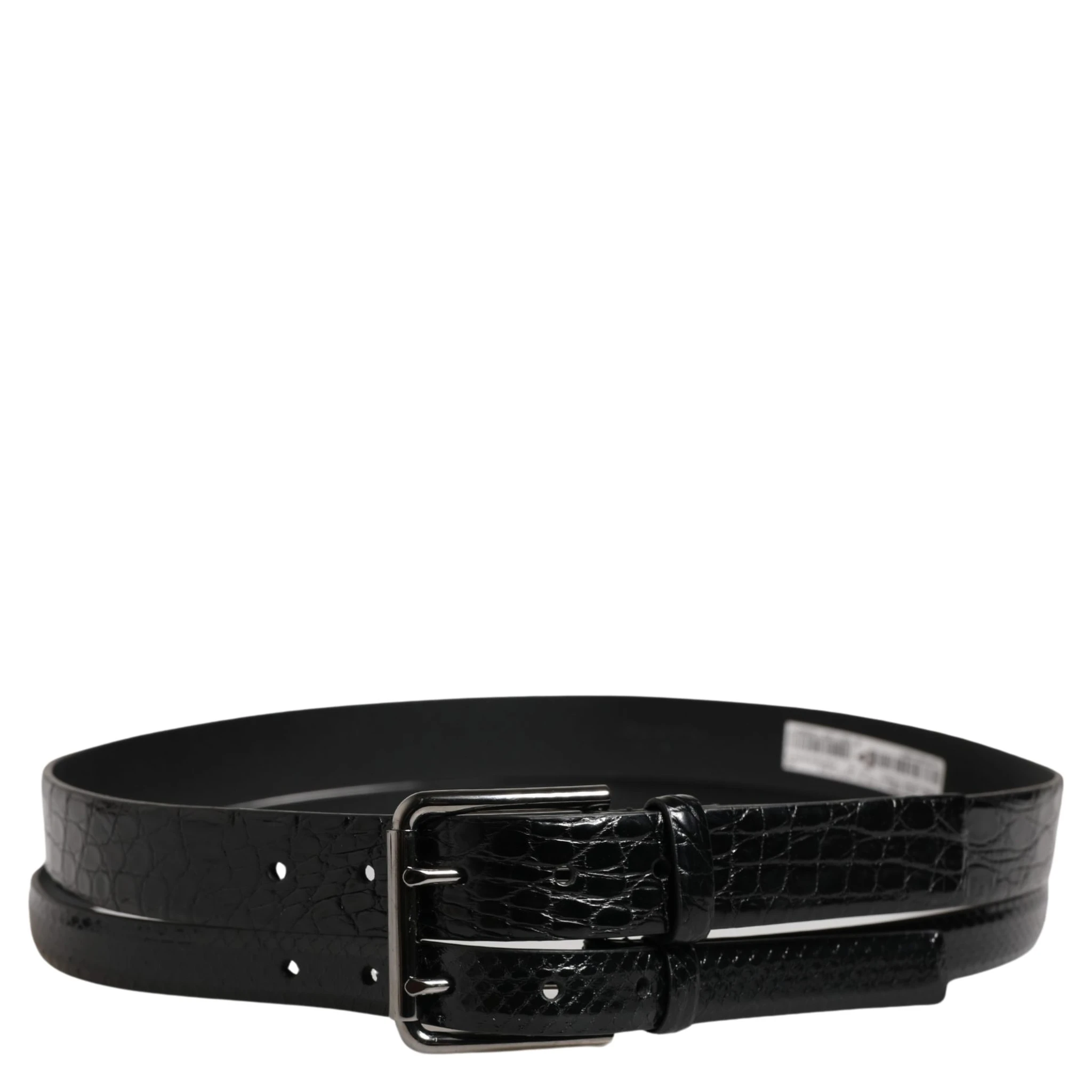 Men Black Exotic Leather Double Strap Belt