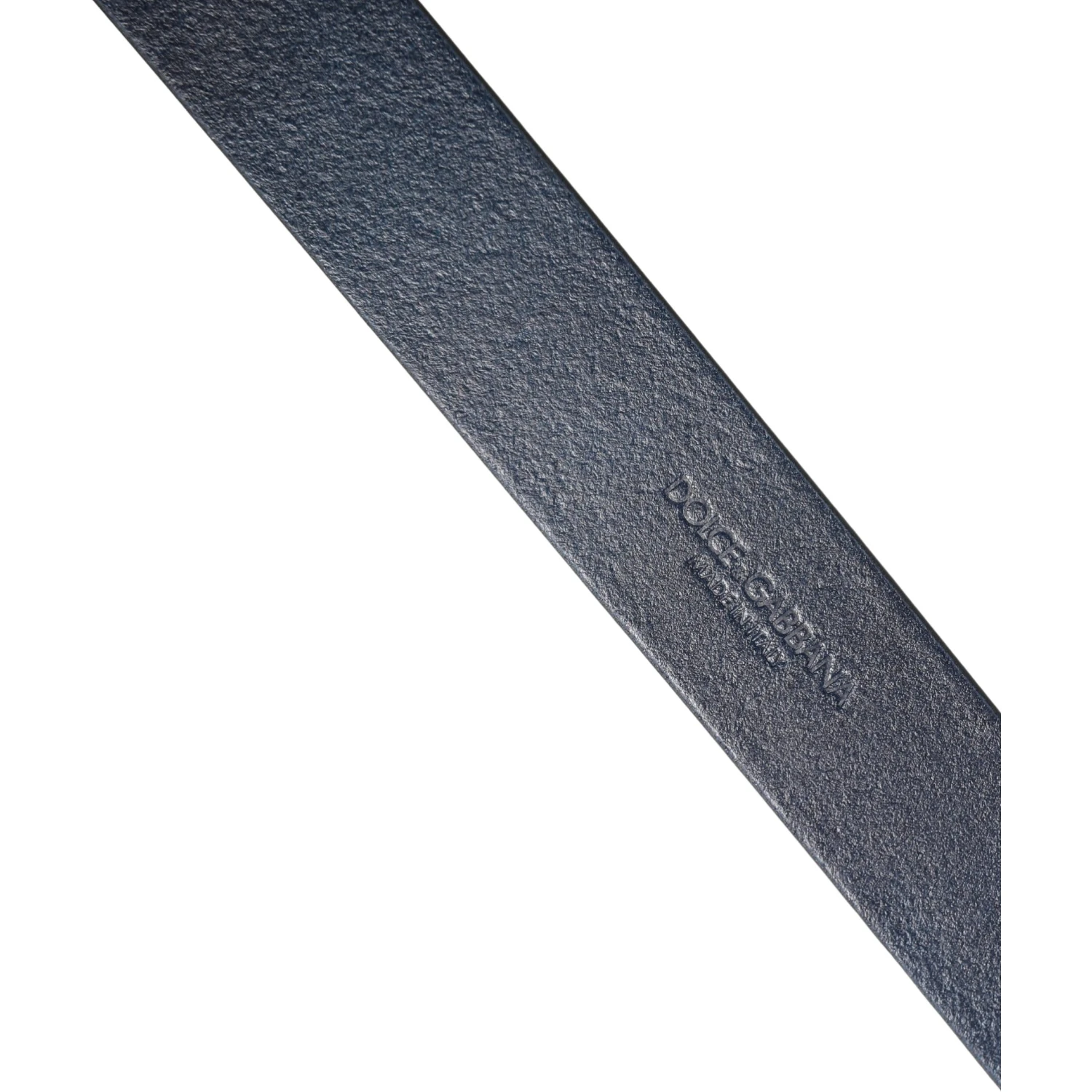 Men Blue Calf Leather Logo Metal Buckle Belt