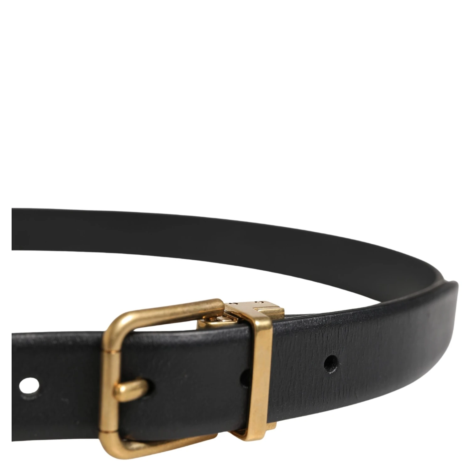 Men Black Classic Leather Metal Buckle Belt