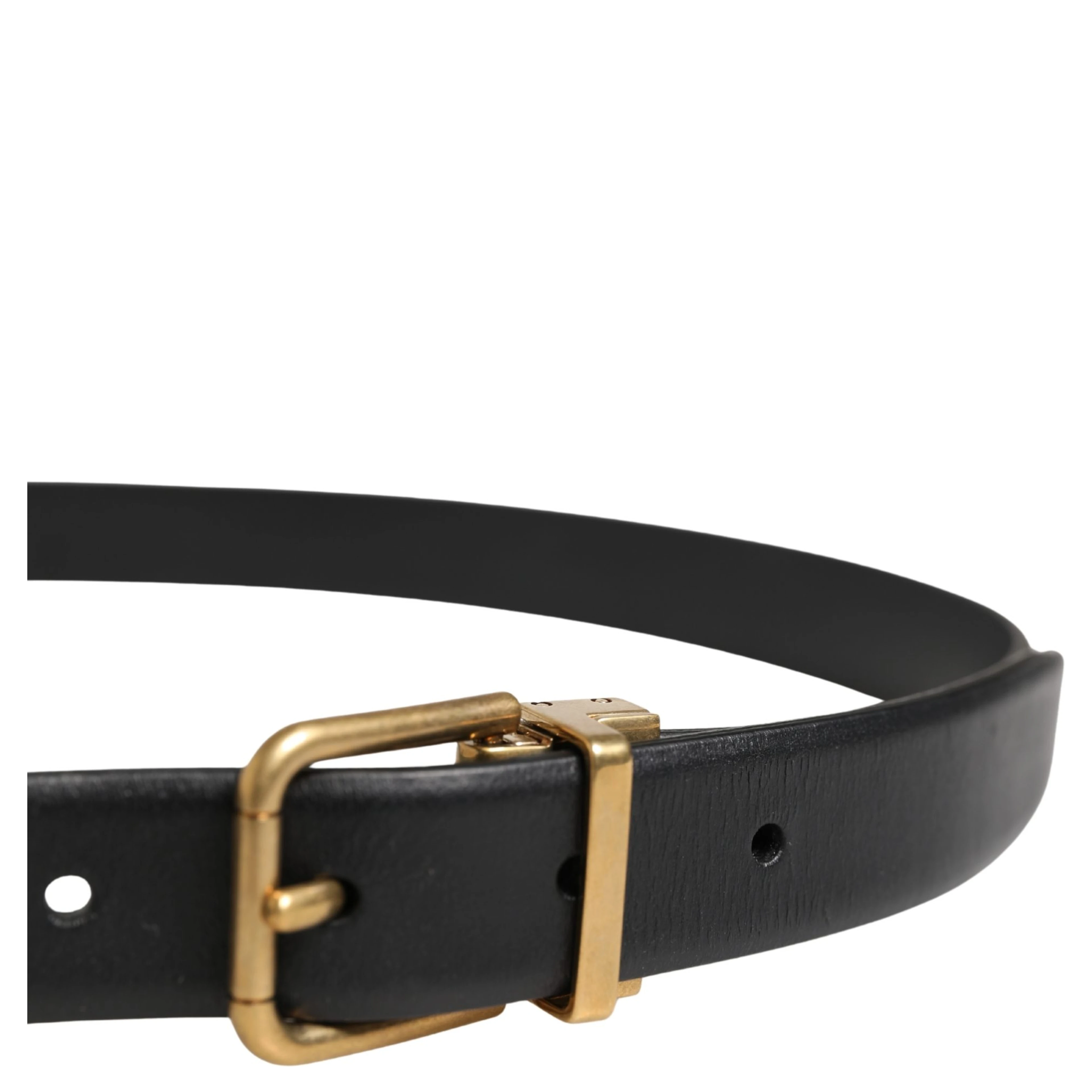Men Black Classic Leather Metal Buckle Belt