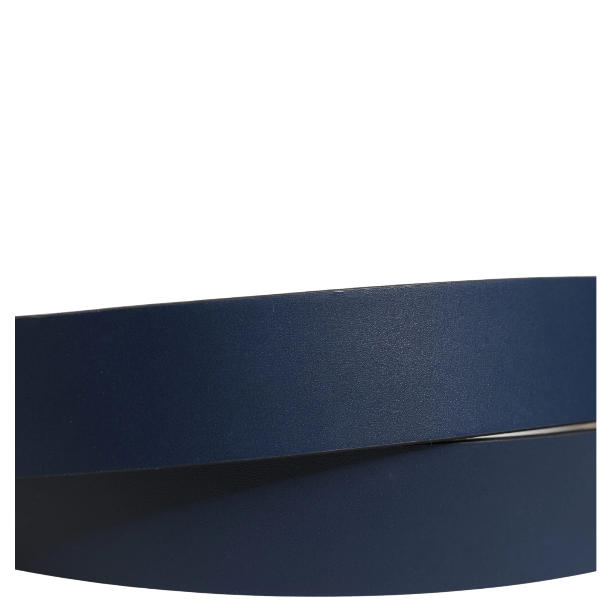 Blue Calfskin Leather Logo Metal Buckle Belt