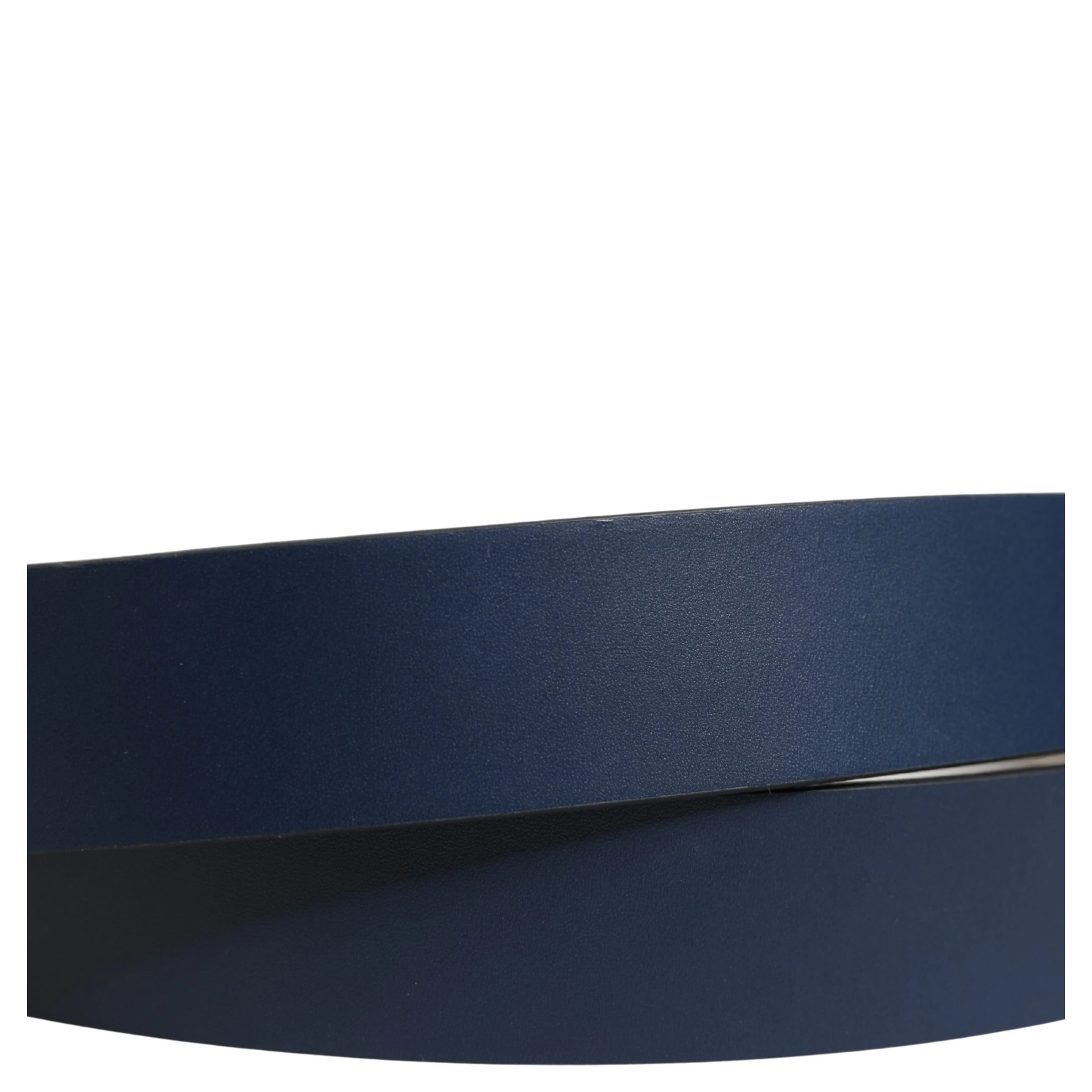 Blue Calfskin Leather Logo Metal Buckle Belt