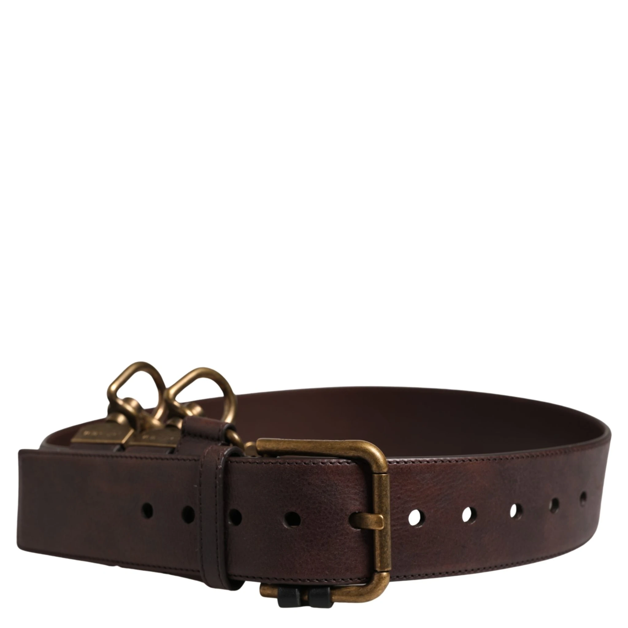 Men Brown Calfskin Leather Metal Buckle Belt