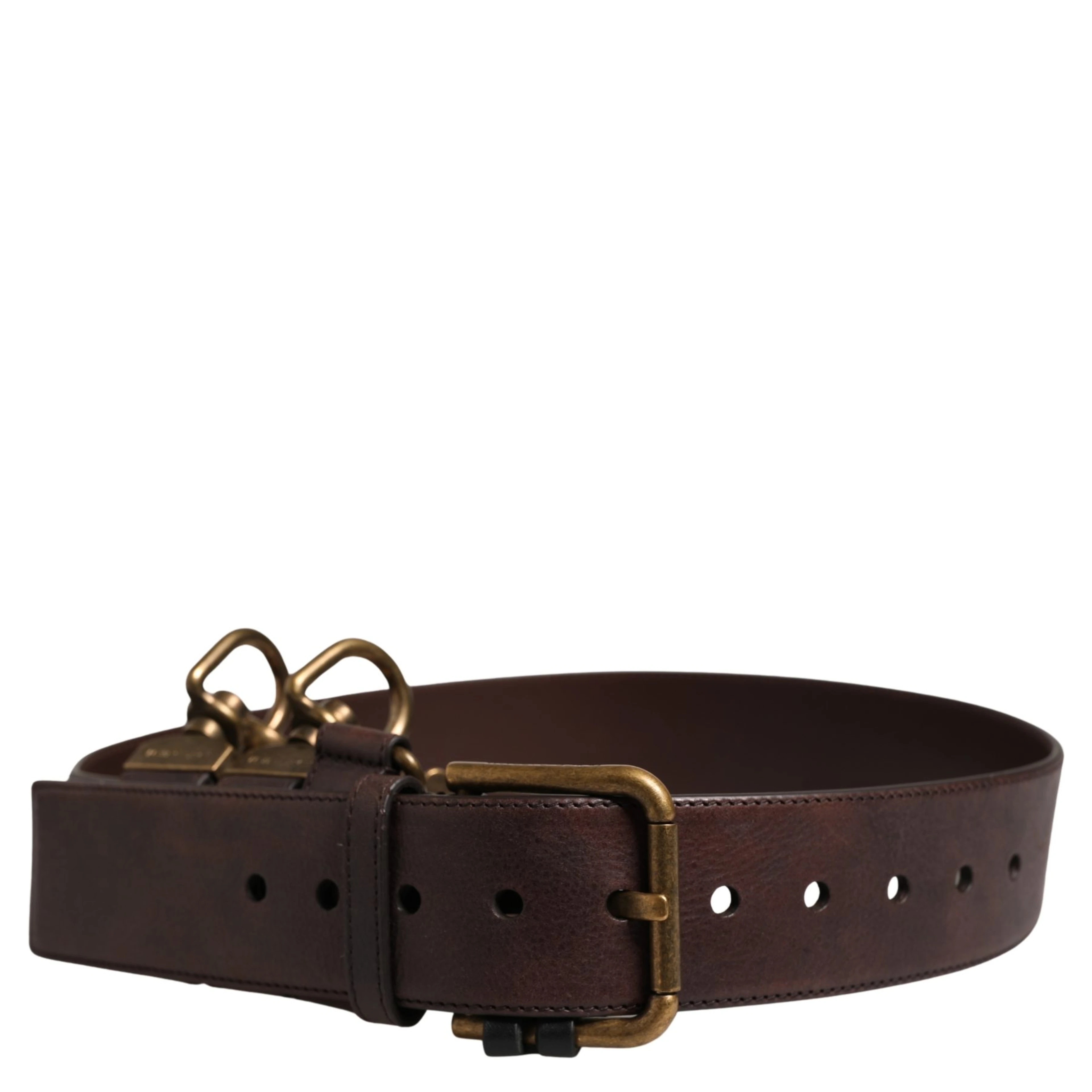 Men Brown Calfskin Leather Metal Buckle Belt
