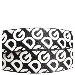 White Black Logo Leather Metal Buckle Belt