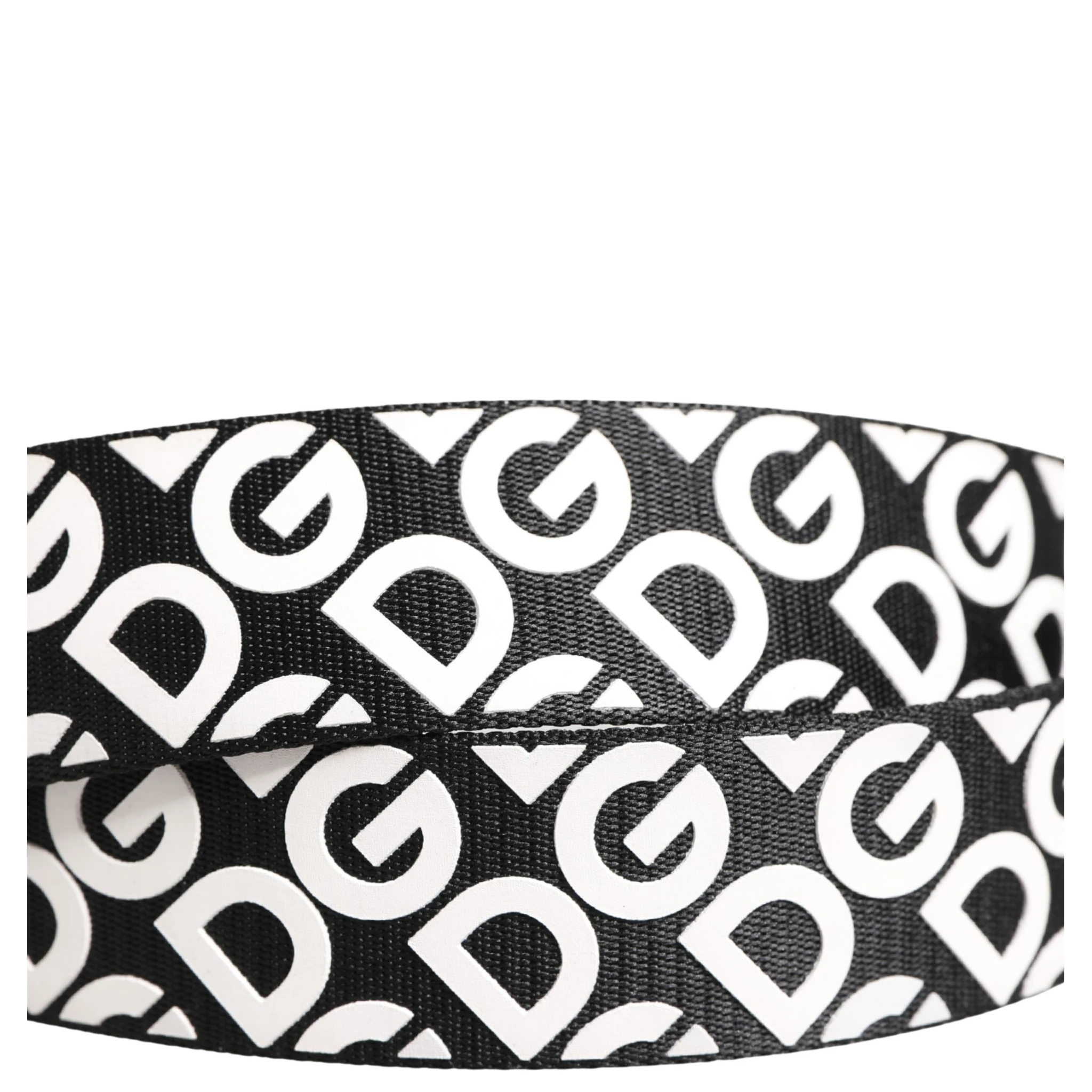 White Black Logo Leather Metal Buckle Belt