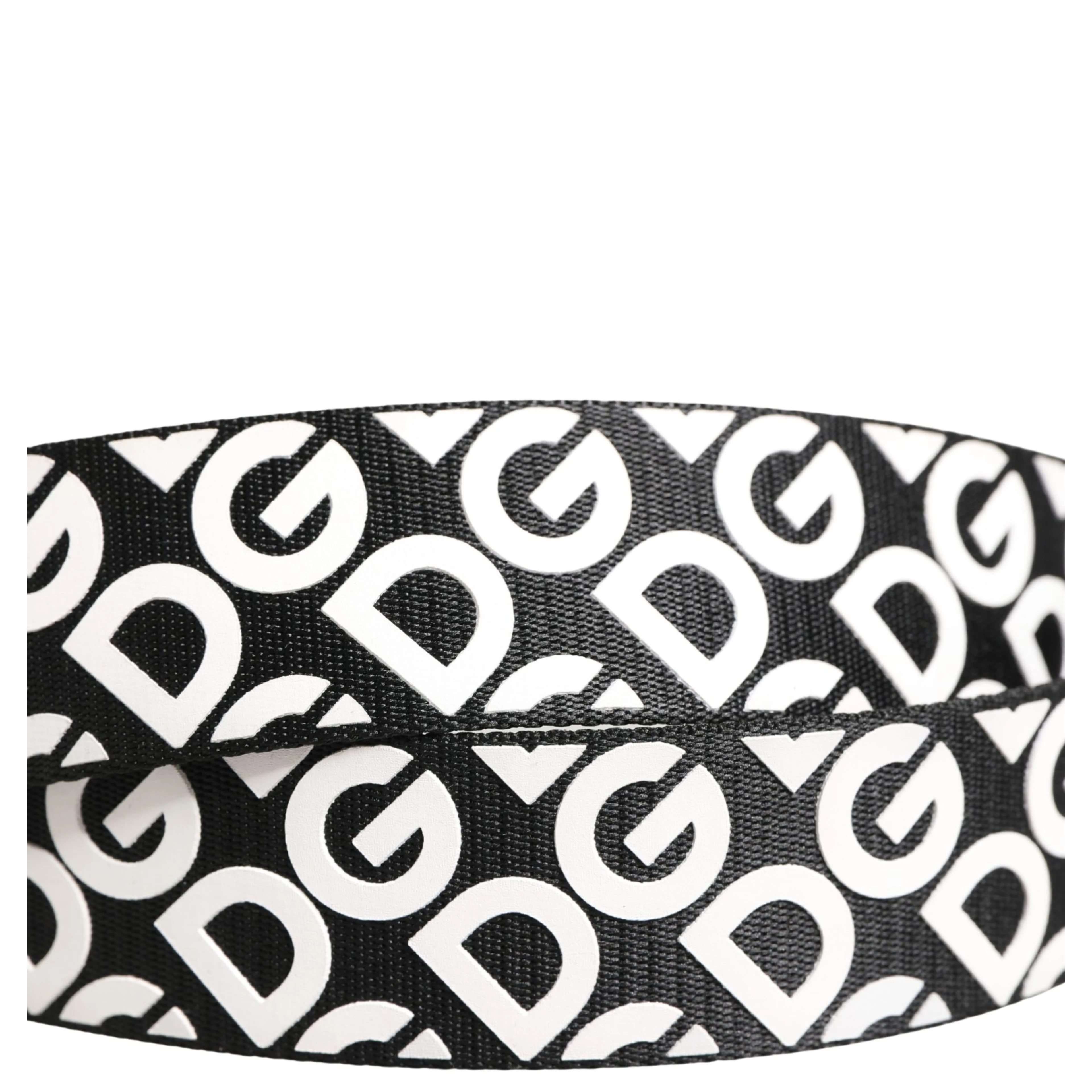 White Black Logo Leather Metal Buckle Belt