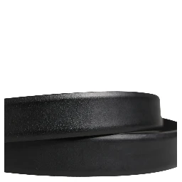 Men Black Classic Leather Metal Buckle Belt