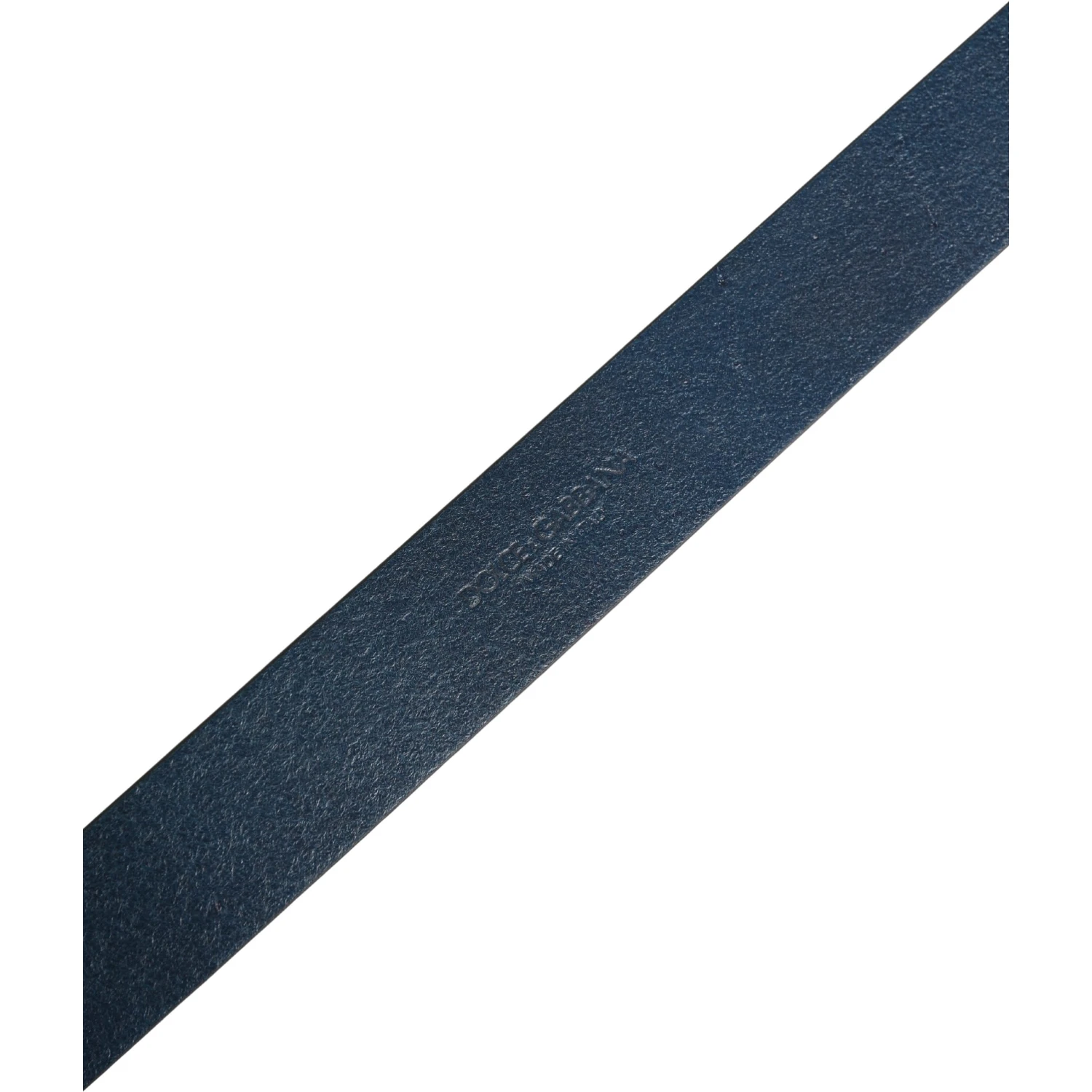 Men Blue Calf Leather Logo Metal Buckle Belt