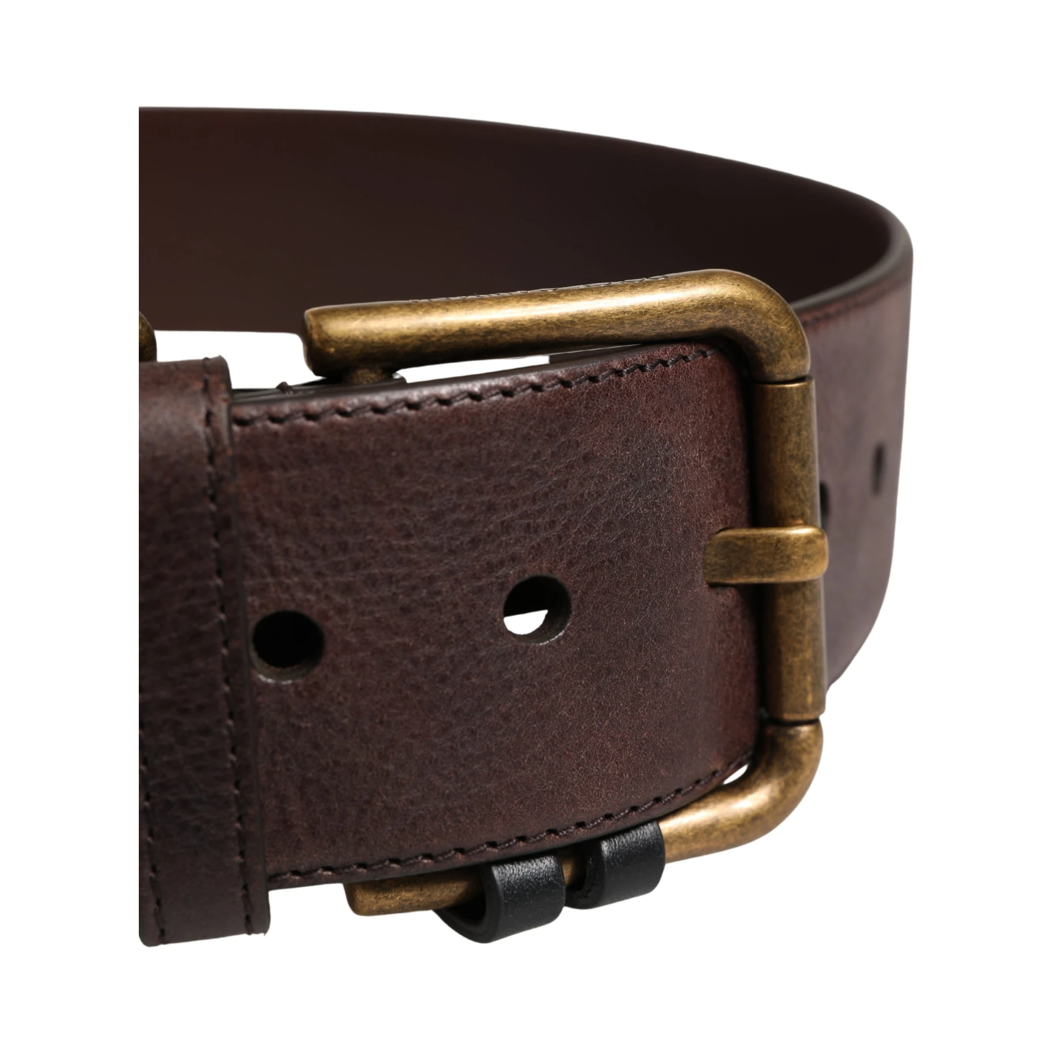 Men Brown Calfskin Leather Metal Buckle Belt