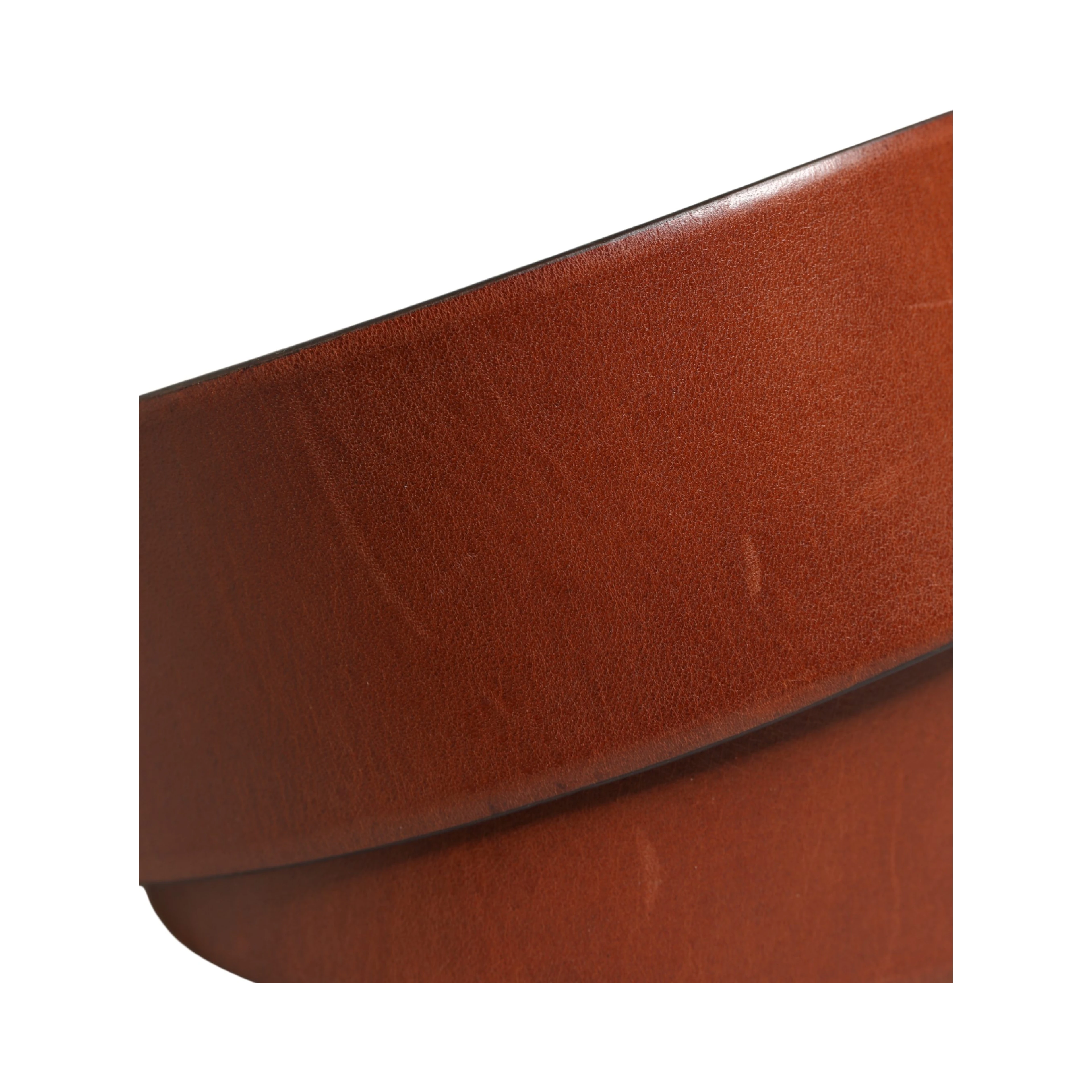Men Brown Leather Wide Waist Metal Round Buckle Belt