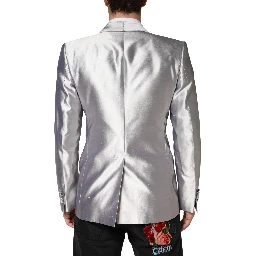Silver SICILIA Silk Double Breasted Blazer